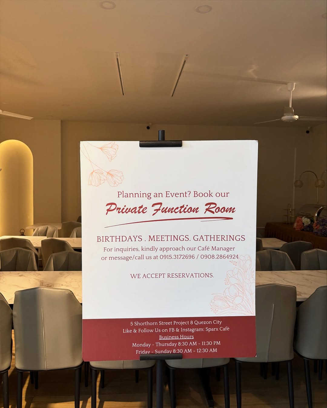 Private function room sign